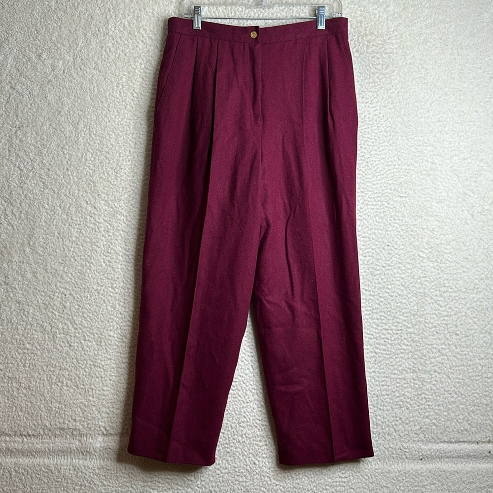 Women's High-Waist Tailored Trousers in Deep Berry